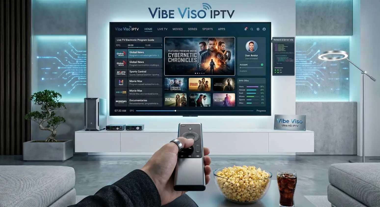 IPTV Mississauga streaming on Smart TV with movies and TV shows