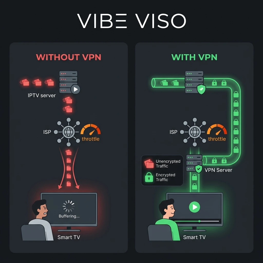 VPN and IPTV usage diagram showing secure connections for Calgary users